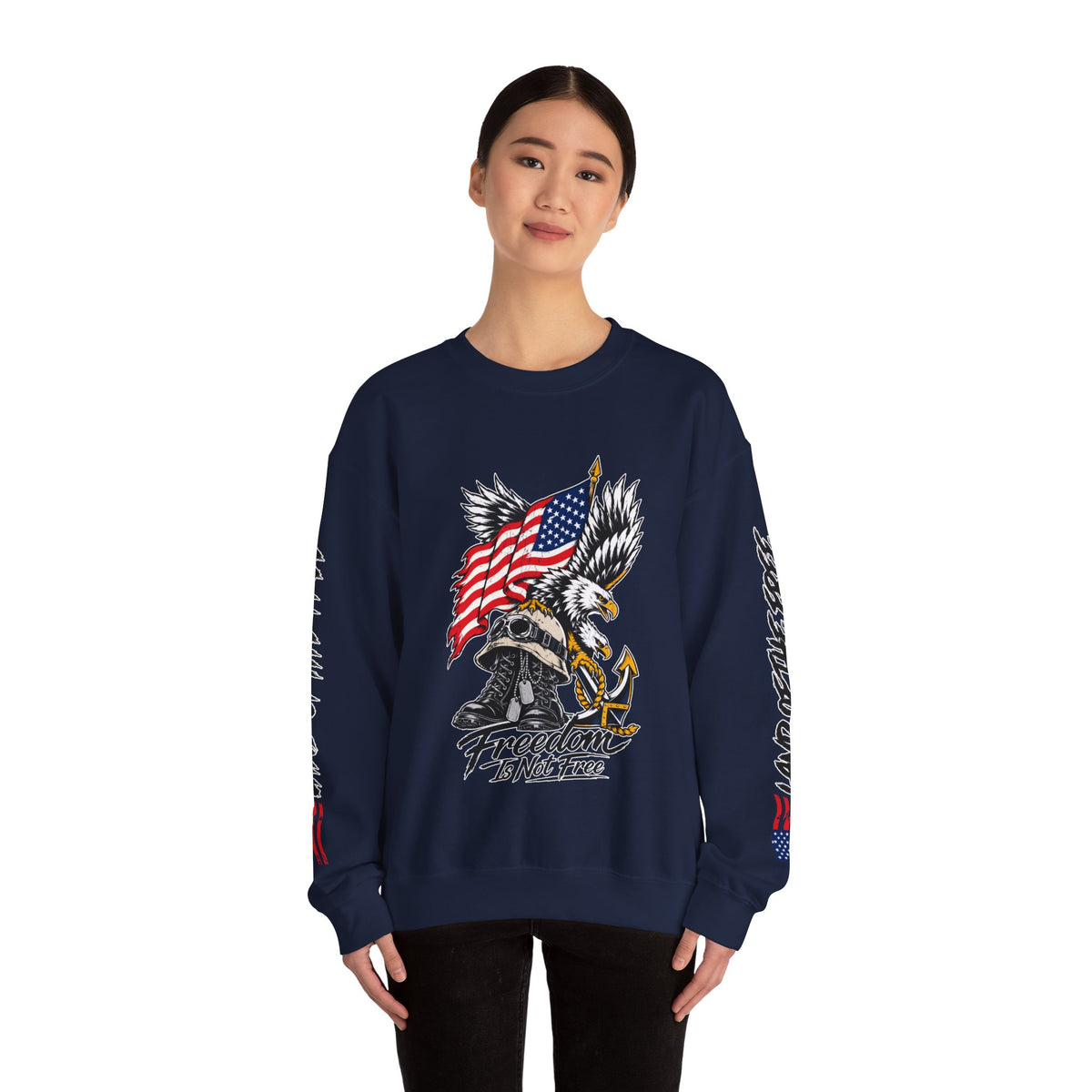 Freedom Is Not Free Sweatshirt, Patriotic Eagle Pullover, American Flag Military Style, Veterans Gift, USA Pride, Americana Clothing