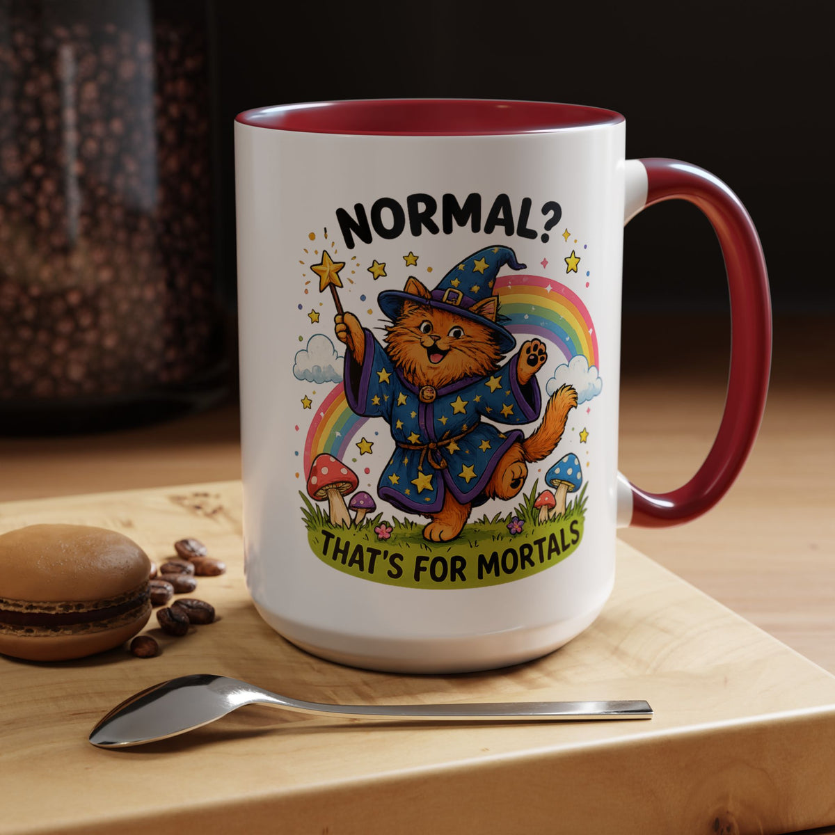 Funny Wizard Cat Mug, Normal That's For Mortals Coffee Mug, Magical Cat Lover Gift, Fantasy Wizard Kitty Mug for Book Lovers
