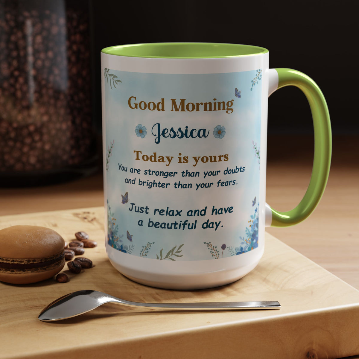 Personalized Good Morning Mug, Custom Name Coffee Mug, Inspirational Morning Cup, Positive Quote Mug, Encouragement Gift for Her