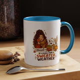 Personalized Sweater Weather Mug, Custom Name Fall Coffee Cup, Cozy Book Lover Gift for Her, Autumn Pumpkin and Reading Design