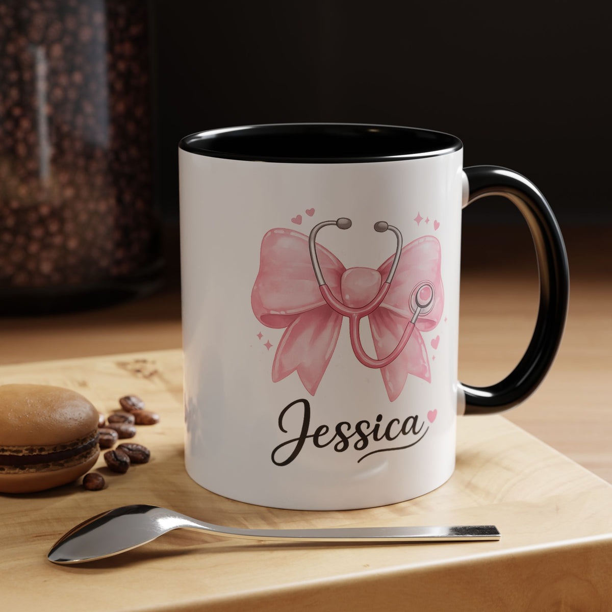 Personalized Nurse Mug, Custom Nurse Name Coffee Mug, Pink Stethoscope Gift, RN Appreciation Gift, Nurse Graduation Cup