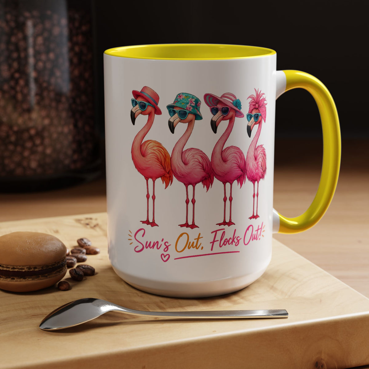 Funny Flamingo Coffee Mug, Sun's Out Flocks Out Mug, Pink Flamingo Summer Cup, Beach Lover Gift, Tropical Vacation Coffee Mug