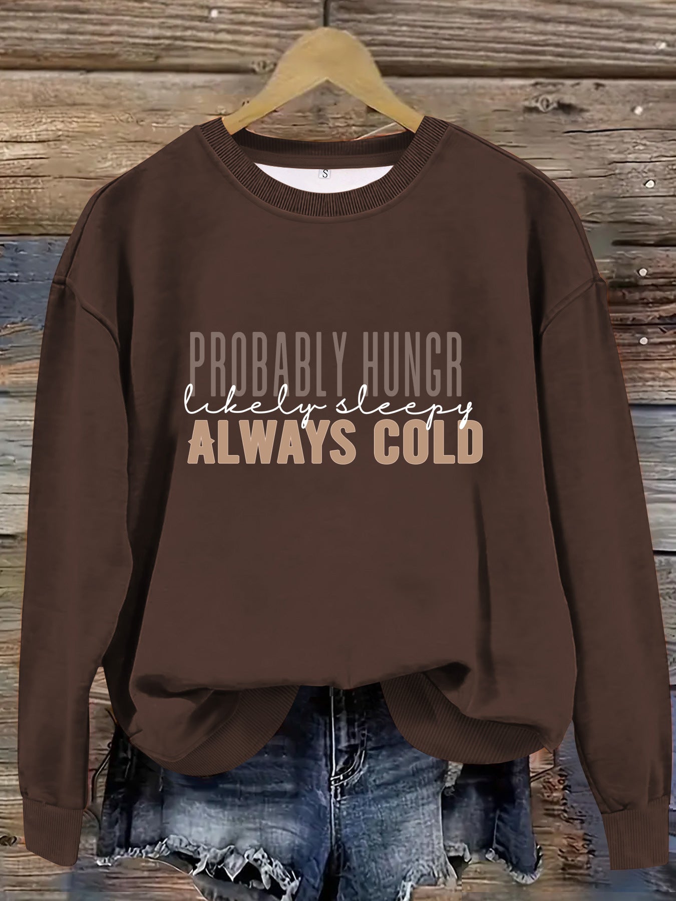 Round neck slogan printed pullover sweatshirt sweatshirt