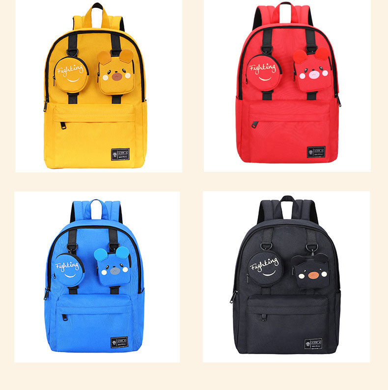 High school students creative backpack personality junior high school girl schoolbag solid color small pocket backpack
