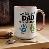 Personalized World's Best Dad Coffee Mug, Custom Handprint Dad Mug with Kids Names, Father's Day Gift for Dad, Gift from Children