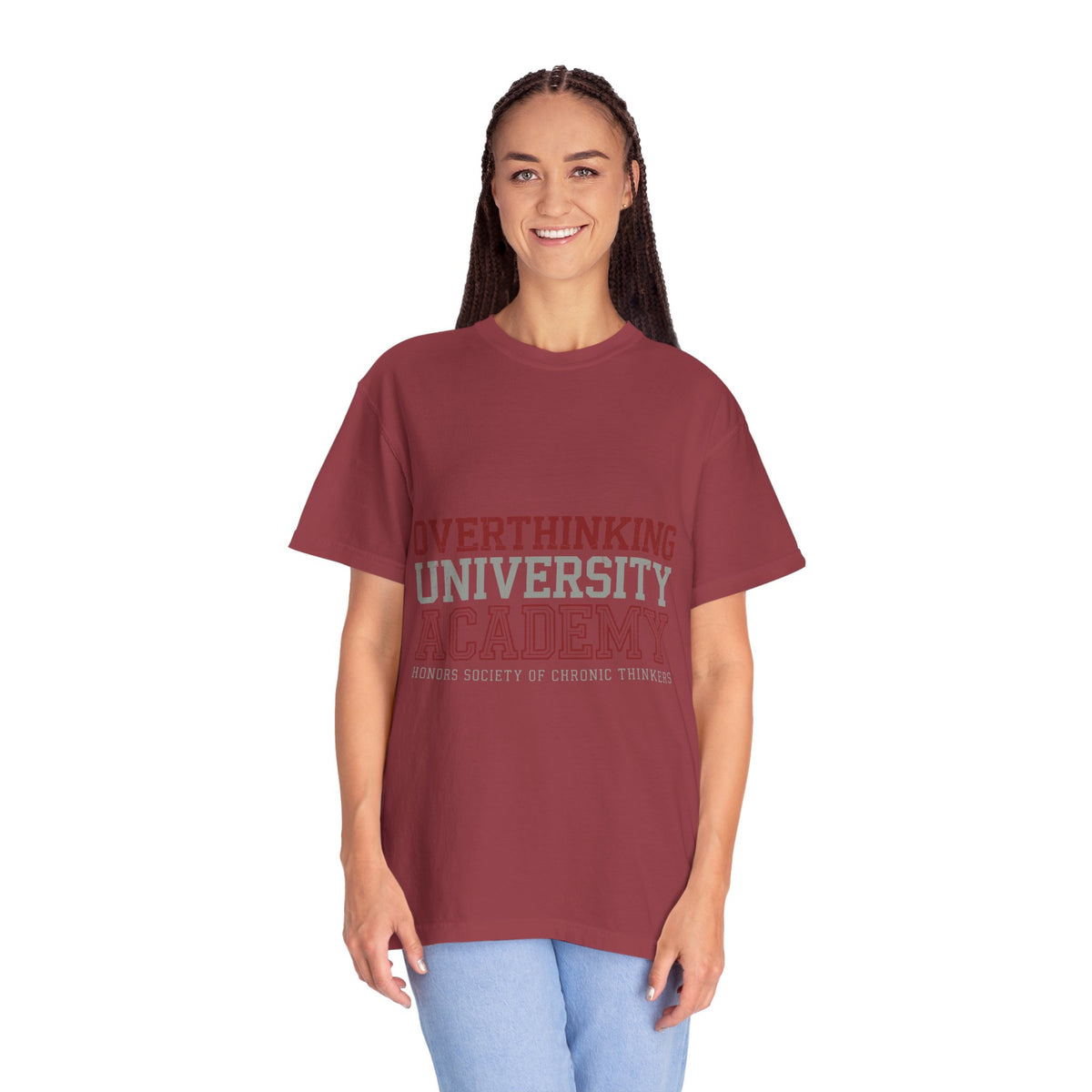 Overthinking University T-Shirt, Funny Anxiety Graphic Tee, Chronic Thinker Gift, College Student Shirt, Sarcastic College Campus Outfit