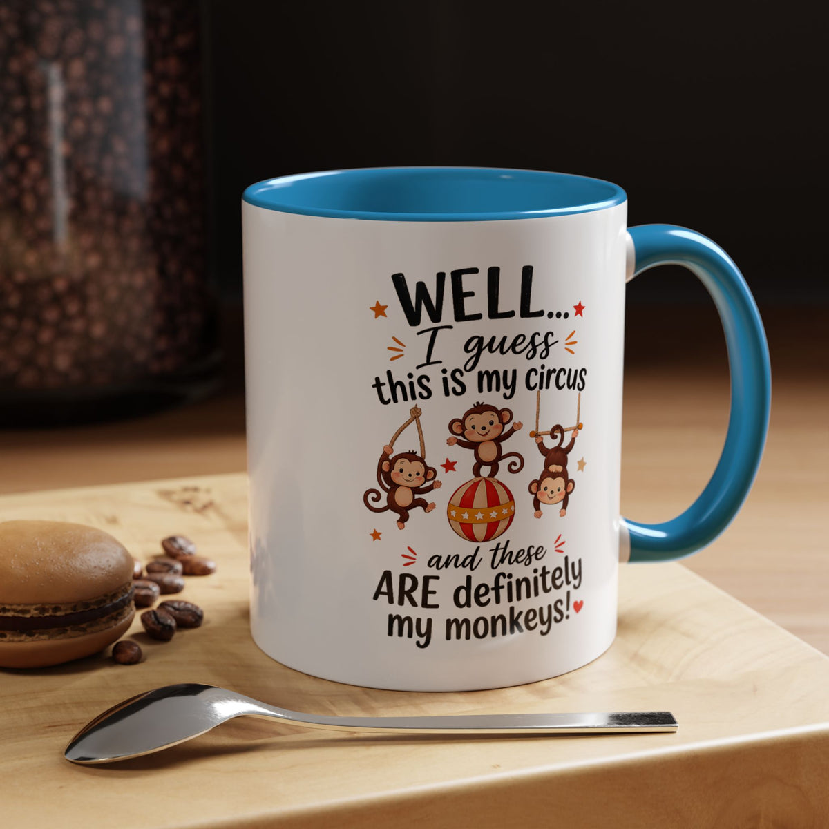 Funny Mom Life Coffee Mug, This Is My Circus These Are My Monkeys Mug, Motherhood Humor Gift, Mom Coffee Cup for Busy Moms