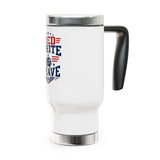Red White Brave Stainless Steel Travel Mug, Patriotic Military Gift, American Eagle Coffee Cup, Service Member Gift, USA Drinkware