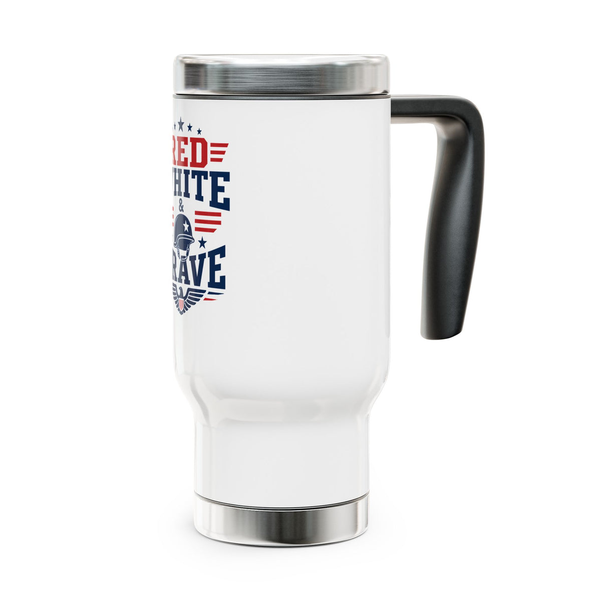 Red White Brave Stainless Steel Travel Mug, Patriotic Military Gift, American Eagle Coffee Cup, Service Member Gift, USA Drinkware