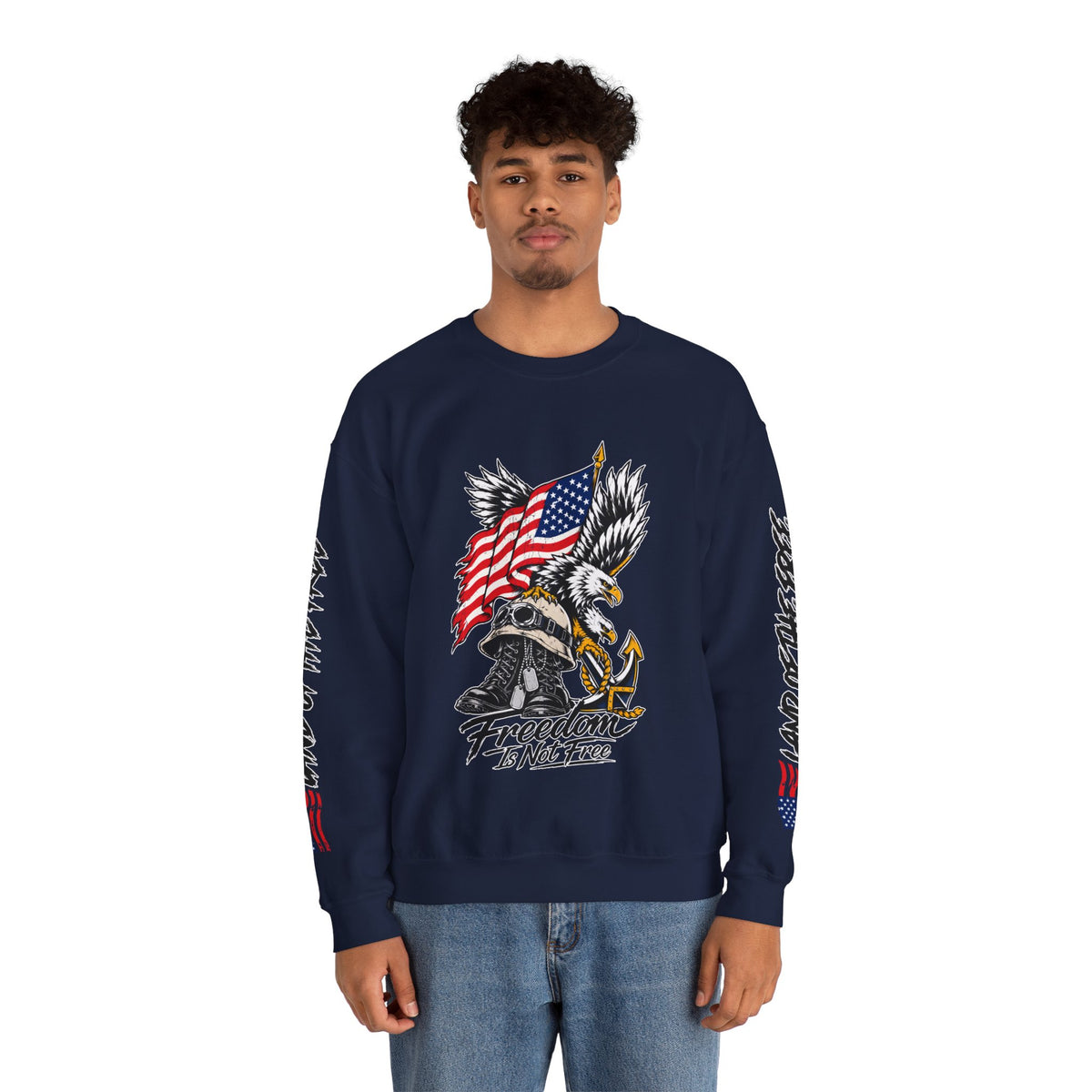Freedom Is Not Free Sweatshirt, Patriotic Eagle Pullover, American Flag Military Style, Veterans Gift, USA Pride, Americana Clothing