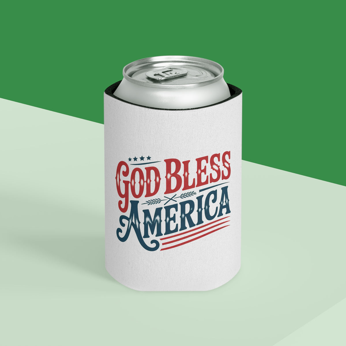 God Bless America Can Cooler, Patriotic Drink Holder, American Flag Beer Cozy, 4th of July Party Gift, USA Camping Accessory