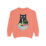 Ramen Cat Comfort Colors Sweatshirt, Funny Cat Eating Noodles Shirt, Cat Lover Graphic Crewneck, Foodie Gift Idea