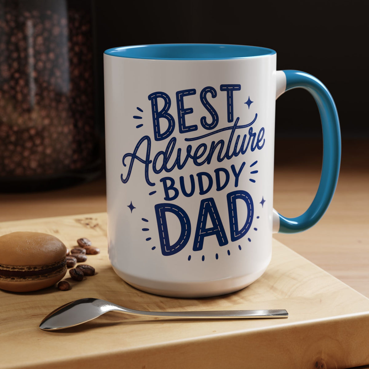 Best Adventure Buddy Dad Coffee Mug, Father's Day Gift from Kids, Travel and Hiking Outdoor Papa Ceramic Tea Cup with Black Handle