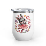 Ballet Bunny Wine Tumbler, Cute Pink Rabbit Cup, Gift for Ballerinas, Dance Students, Bunny Lovers and Ballet Besties