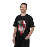 God Bless America Shirt, Distressed American Flag and Cross Graphic, Patriotic Christian Gift for Church Events and Everyday Faith