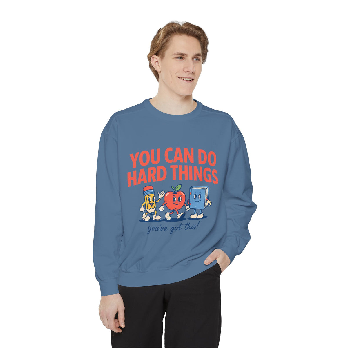 You Can Do Hard Things Teacher Sweatshirt, Motivational School Graphic Crewneck, Positive Classroom Gift for Educators