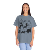 Ghost Cat Halloween Shirt, Cute Spooky Cats and Ghosts Graphic Tee, Cozy Pet Lover Gift, Minimal Black and White Fall Outfit for Women