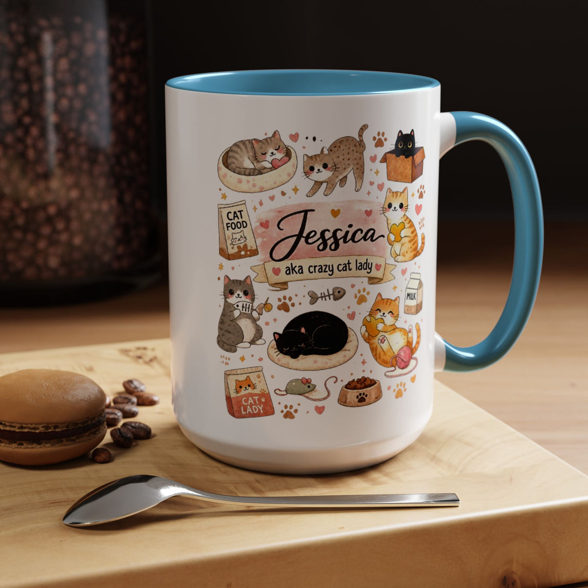 Personalized Cat Mom Mug, Custom Crazy Cat Lady Coffee Mug, Cat Lover Gift with Name, Cute Cat Mom Mug for Women