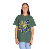 Celestial Sun Graphic Shirt, Blue and Gold Cosmic T-Shirt, Mystical Night Sky Tee, Astrology Gift for Stargazers and Dreamers, Gift Idea