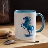 Blue Water Horse Mug, Abstract Horse Lover Coffee Mug, Majestic Stallion Art Cup, Equestrian Gift for Horse Lovers