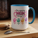Personalized Mom Handprint Mug, Custom Mother's Day Coffee Mug, Gift from Kids for Mom, Grandma Mug with Children's Names