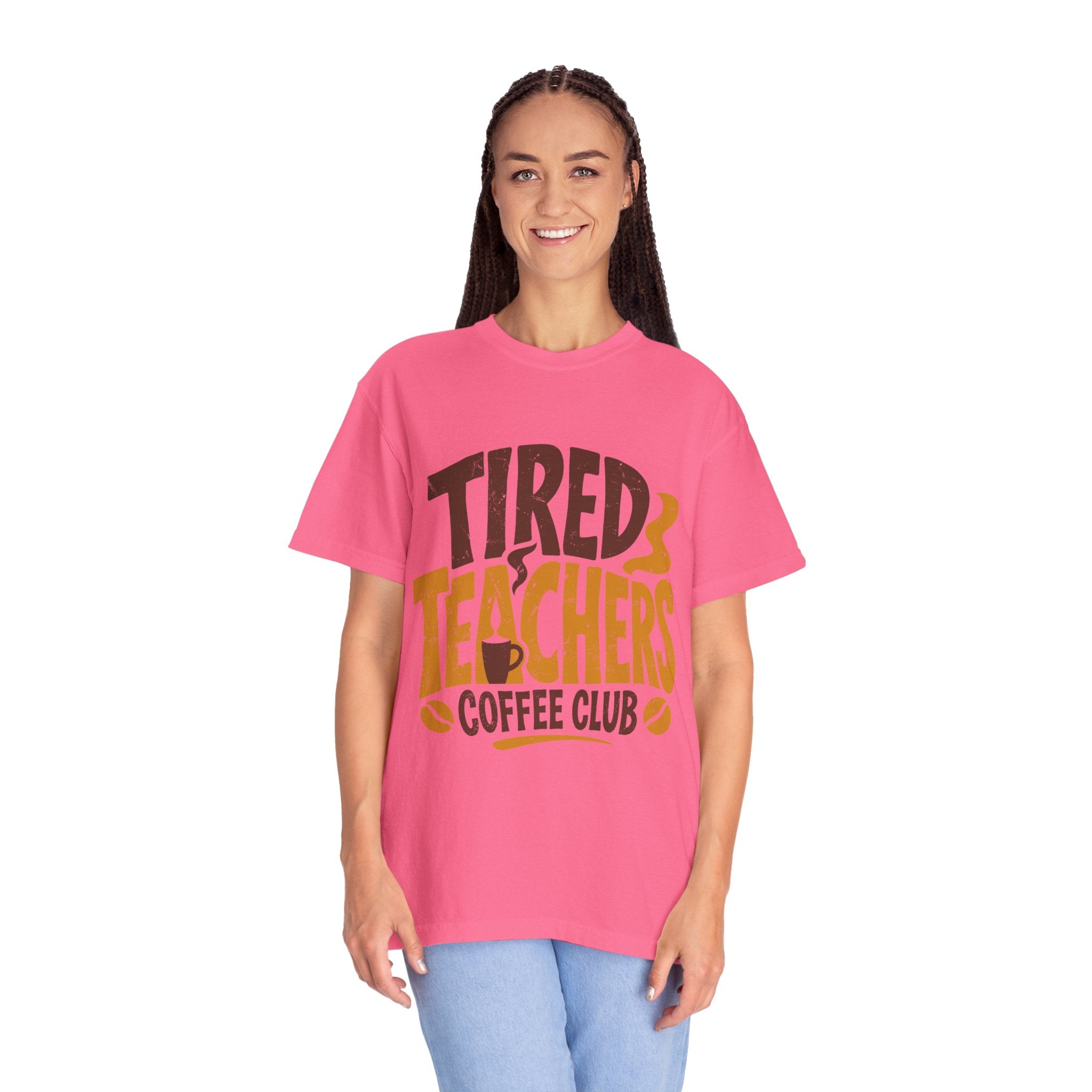 Funny Teacher Coffee Comfort Colors Shirt, Tired Teachers Coffee Club Tee, Teacher Appreciation Gift, Educator Graphic Shirt