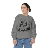 Ghost Cat Halloween Sweatshirt, Cute Spooky Cats and Ghosts Pullover, Cozy Pet Lover Gift, Minimal Black and White Fall Outfit for Women