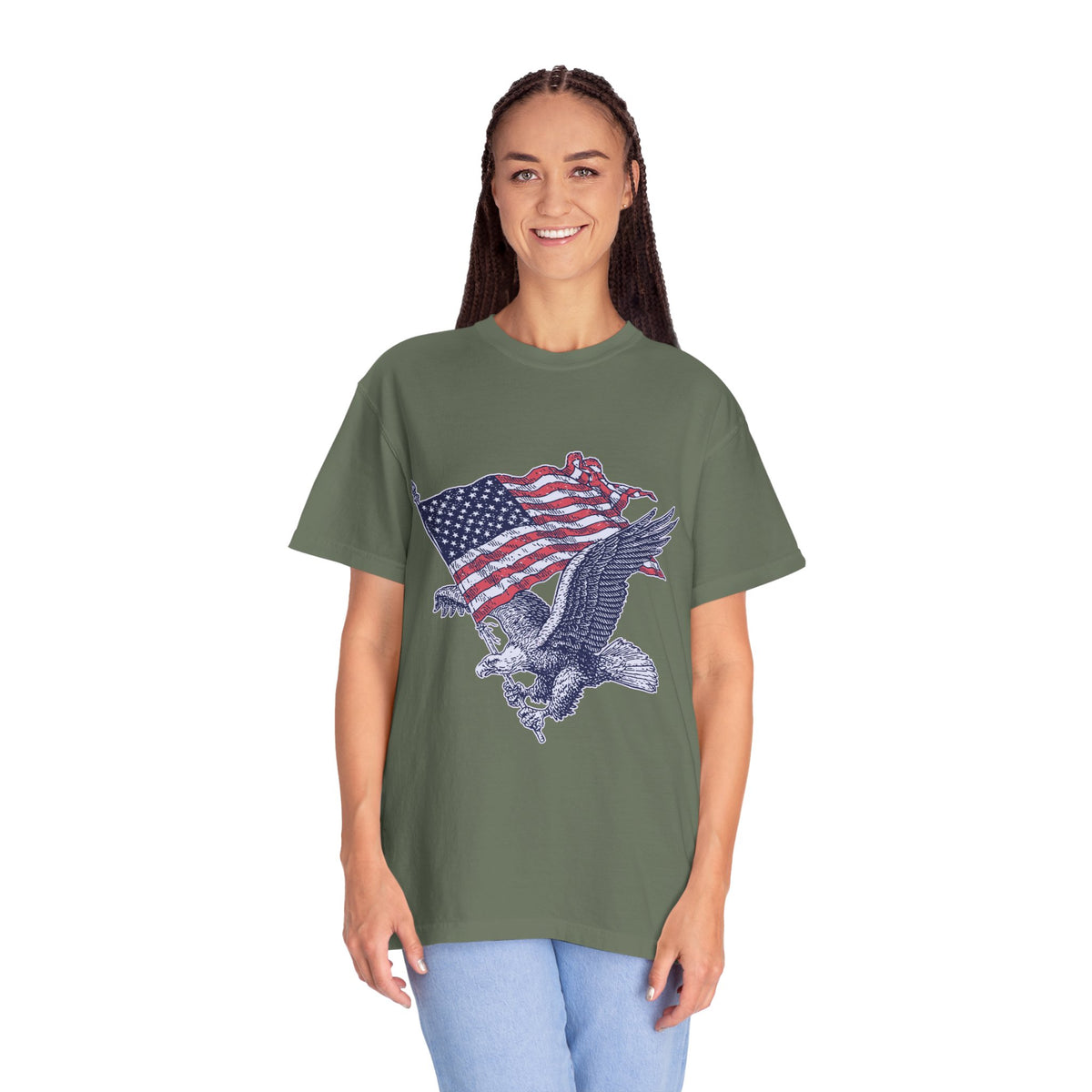 Bald Eagle American Flag Shirt, Retro Patriotic Graphic, Gift for USA Pride Fans, Fourth of July Celebrations and Everyday Clothing