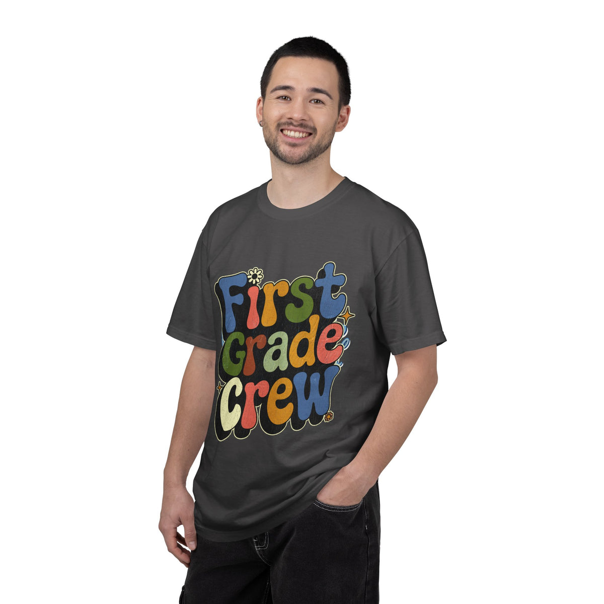 First Grade Crew T-Shirt, Retro Teacher Team Graphic Tee, Elementary School Staff Gift, First Day Classroom Outfit, Grade One Shirt