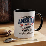 Personalized America 250th Coffee Mug, Custom Name Patriotic Gift for Men, Proud to Be An American 1776 to 2026 Ceramic Tea Cup