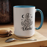 Personalized Snake Mug with Name, Celestial Serpent Coffee Cup, Custom Witchy Gift for Snake Lover, Gothic Botanical Birthday Gift