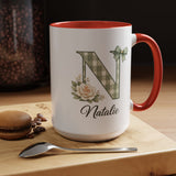 Personalized Monogram Mug with Custom Name, Floral Initial Coffee Mug for Women, Custom Letter Cup, Birthday Gift for Her, Bridesmaid Gift