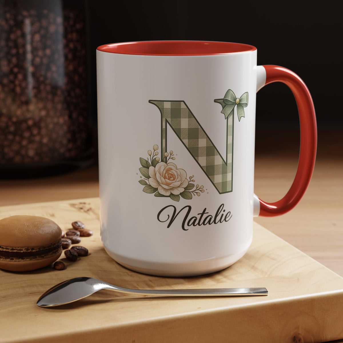 Personalized Monogram Mug with Custom Name, Floral Initial Coffee Mug for Women, Custom Letter Cup, Birthday Gift for Her, Bridesmaid Gift