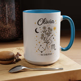 Personalized Scorpio Zodiac Mug, Custom Name Astrology Coffee Mug, Scorpio Birth Sign Gift for Her, Celestial Horoscope Cup