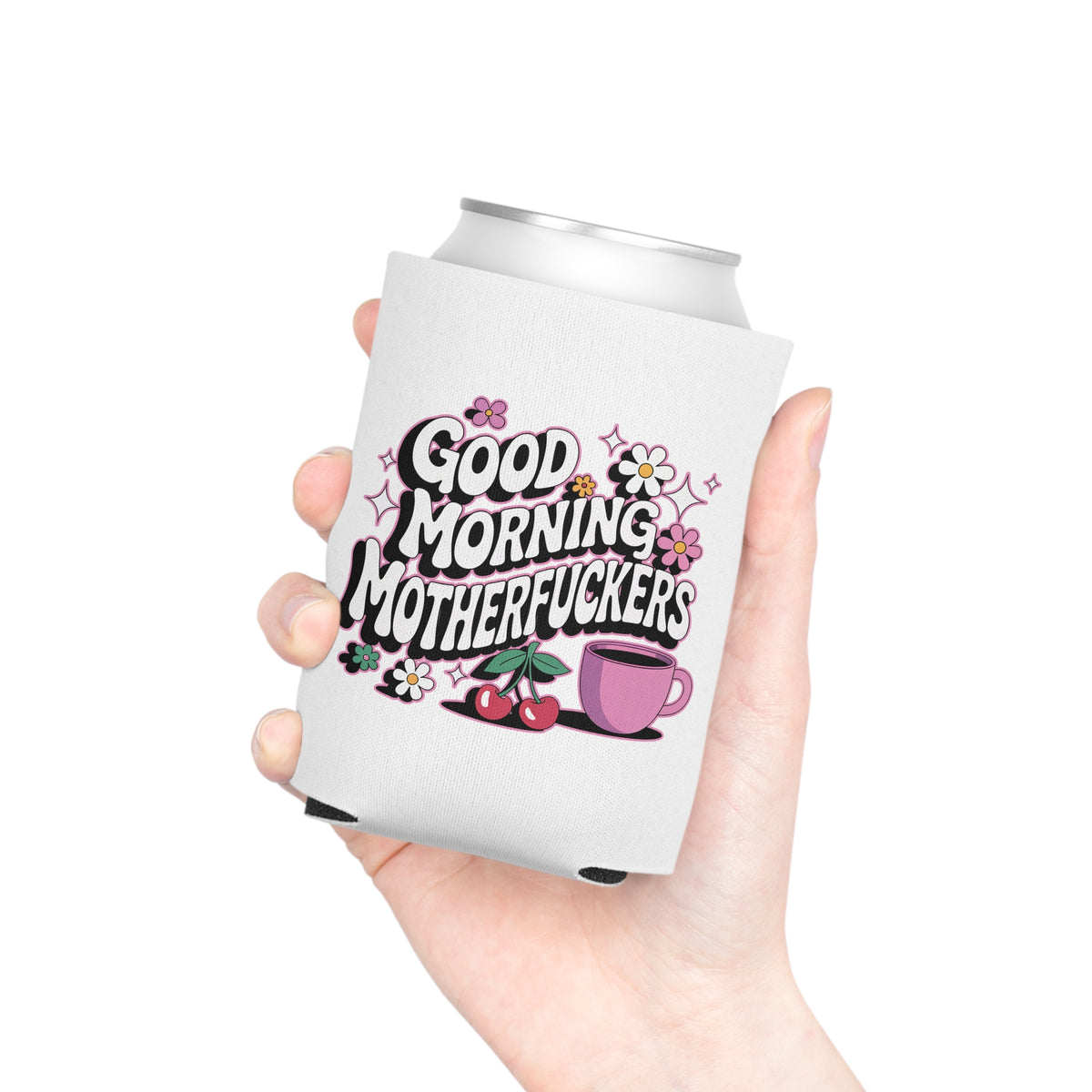 Funny Can Cooler, Good Morning Drink Sleeve, Sassy Coffee Lover Gift, Office Humor Beer Holder, Floral Can Cozy, Coworker Gift for Her