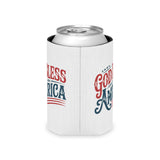 God Bless America Can Cooler, Patriotic Drink Holder, American Flag Beer Cozy, 4th of July Party Gift, USA Camping Accessory
