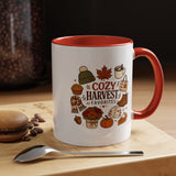 Cozy Harvest Coffee Mug, Cute Autumn Favorites Cup, Fall Gift for Her, Pumpkin Spice Lover Birthday Present, Thanksgiving Kitchen Decor