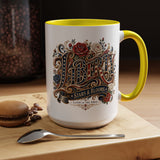 Vintage Patriotic Floral Coffee Mug, Liberty Stars and Blooms Mug, Americana Rose Art Cup, Fourth of July Gift, USA Lover Mug