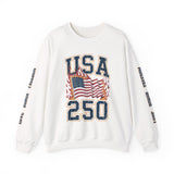 USA 250 Sweatshirt, American Flag Crewneck, Patriotic Pullover, USA 250th Anniversary Gift, Fourth of July Shirt, Americana Top