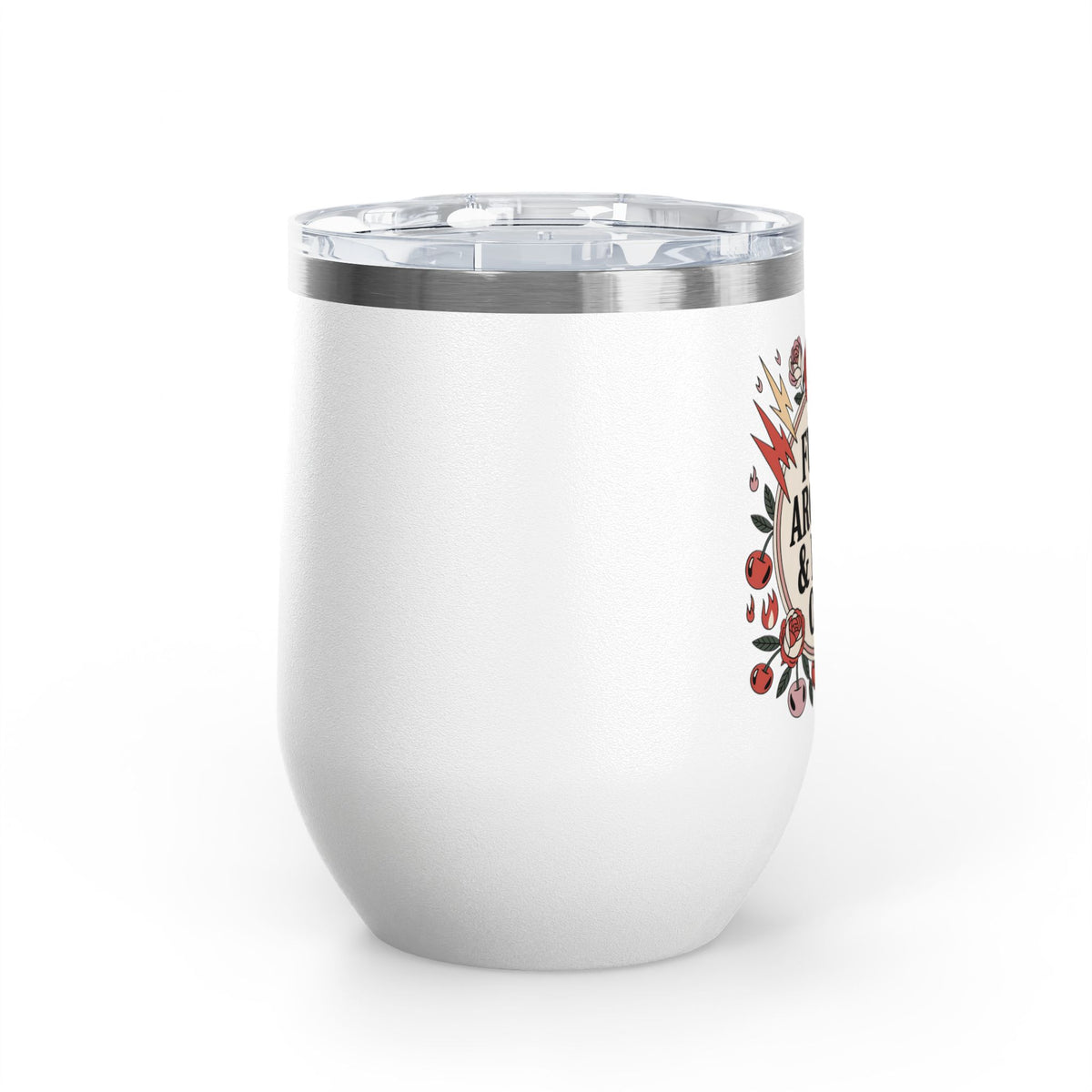 FAFO Wine Tumbler, Retro Tattoo Roses and Cherries Cup, Sarcastic Gift for Her, Edgy Bachelorette Party Cup, Funny Coworker Gift