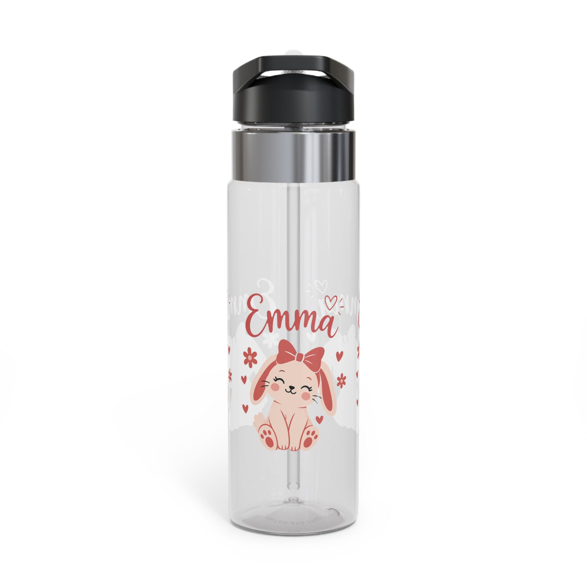 Cute Bunny Personalized Water Bottle, Custom Name Drink Bottle, Adorable School Gift, Rabbit Lover Gift, Birthday Gift, Reusable Kids Bottle