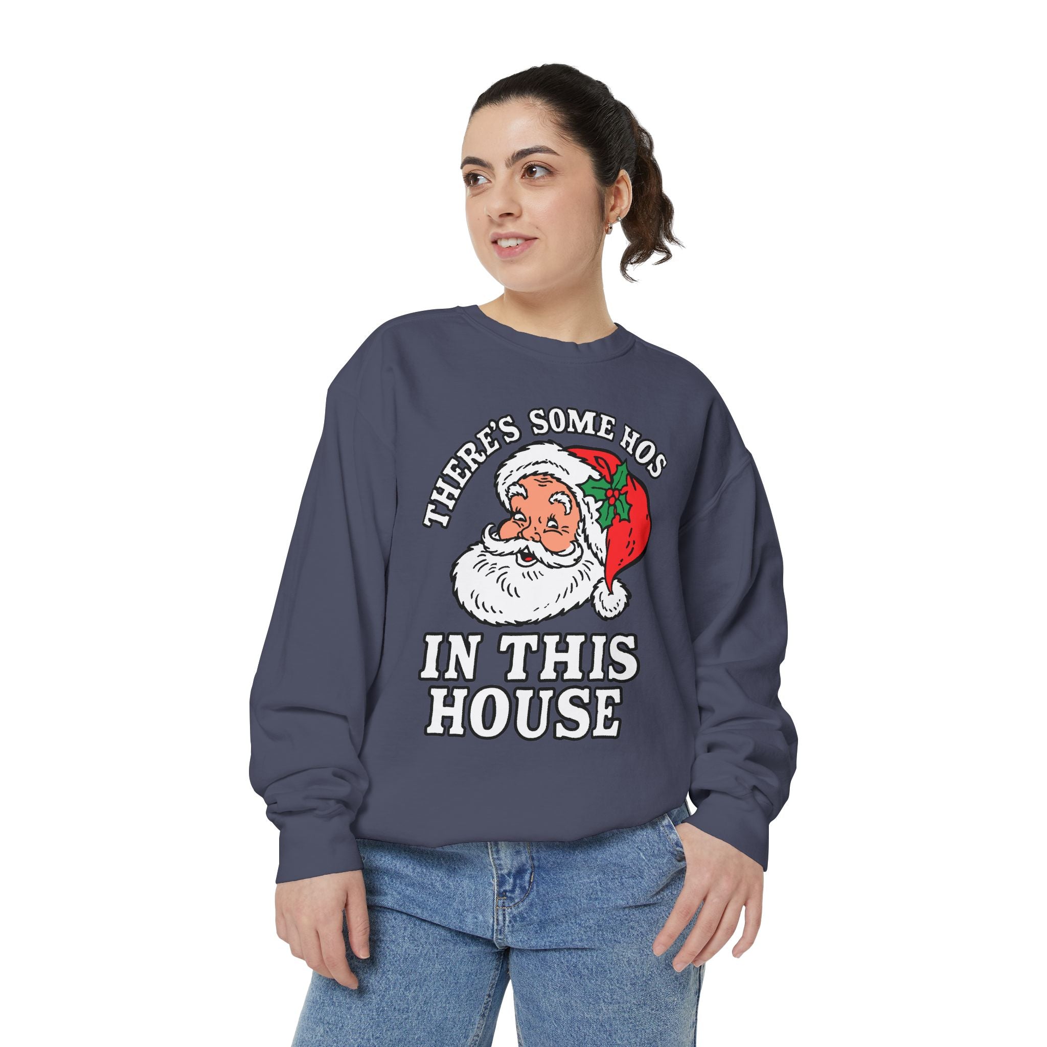 There's Some Ho's in This House Sweatshirt, Funny Santa Christmas Crewneck, Adult Holiday Party Pullover, Naughty Gift for Friends