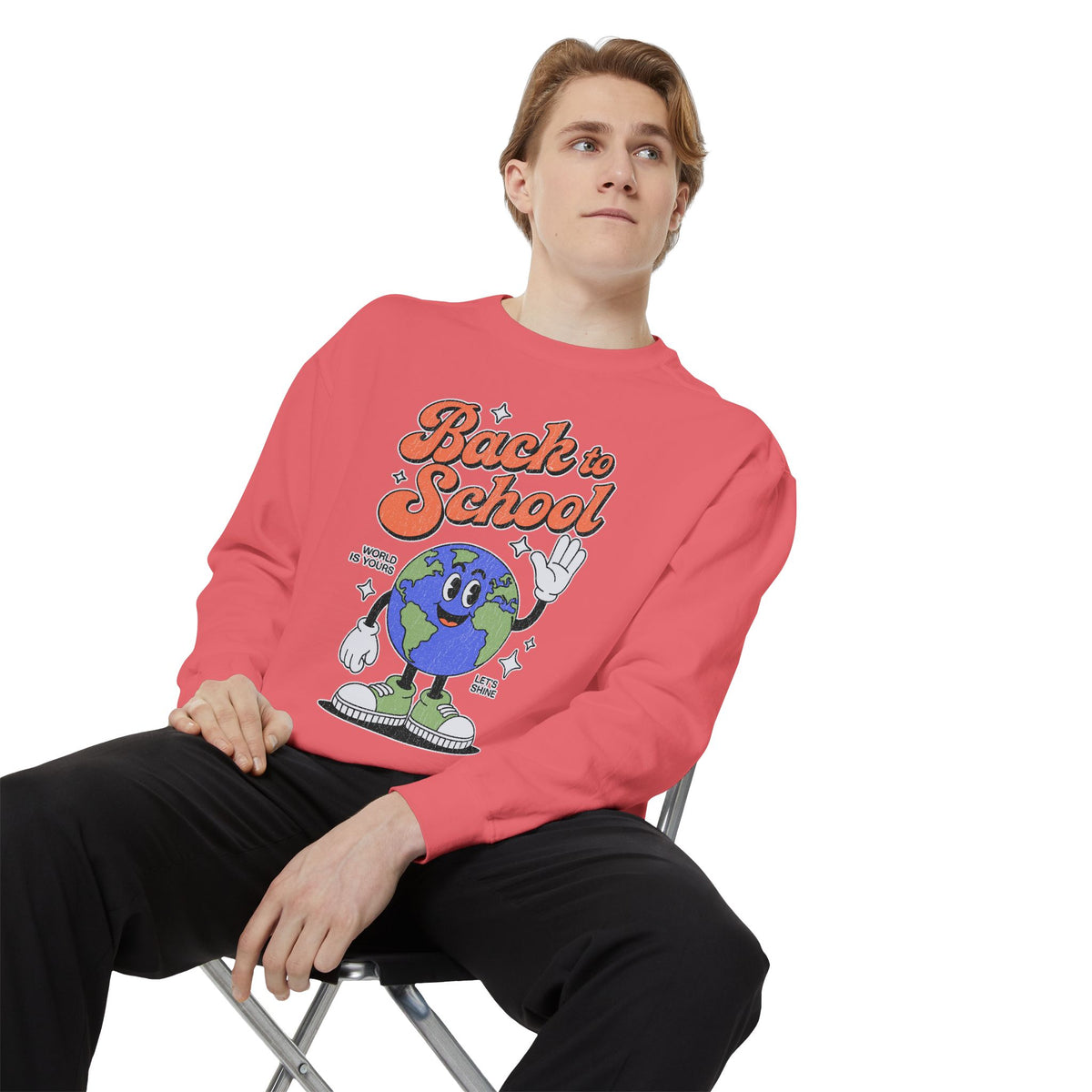 Back to School Earth Sweatshirt, Retro Globe Graphic Pullover, Teacher First Day Outfit, Student Gift, Classroom Crewneck, Educator Gift