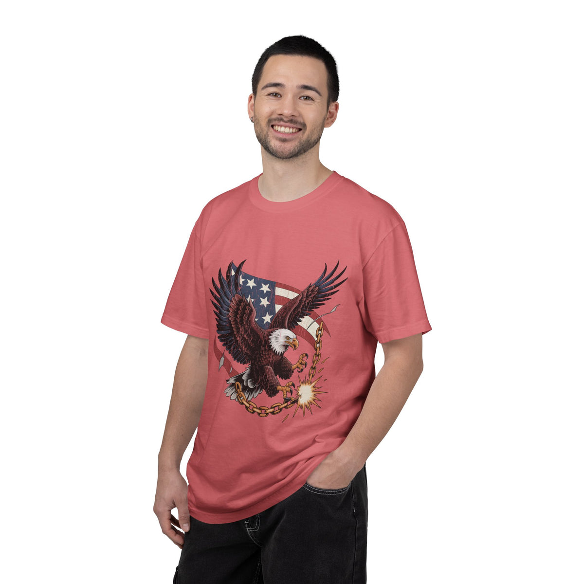 Patriotic Eagle Shirt, American Flag T Shirt, Bald Eagle Military Tee, Veteran Gift, USA Graphic Shirt, Fourth of July Patriotic Top