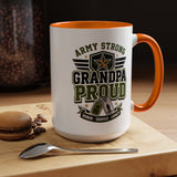 Army Strong Grandpa Mug, Grandpa Proud Military Coffee Cup, Veteran Grandfather Gift, Service Legacy Present for Birthday or Father's Day