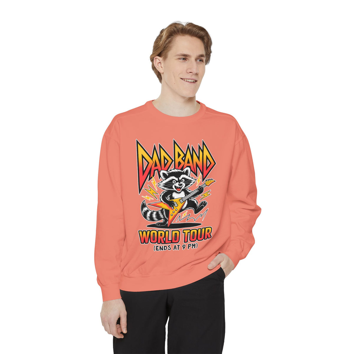 Funny Dad Band Comfort Colors Sweatshirt, Raccoon Rock Band Crewneck, World Tour Ends at 9 PM Sweatshirt, Father's Day Gift