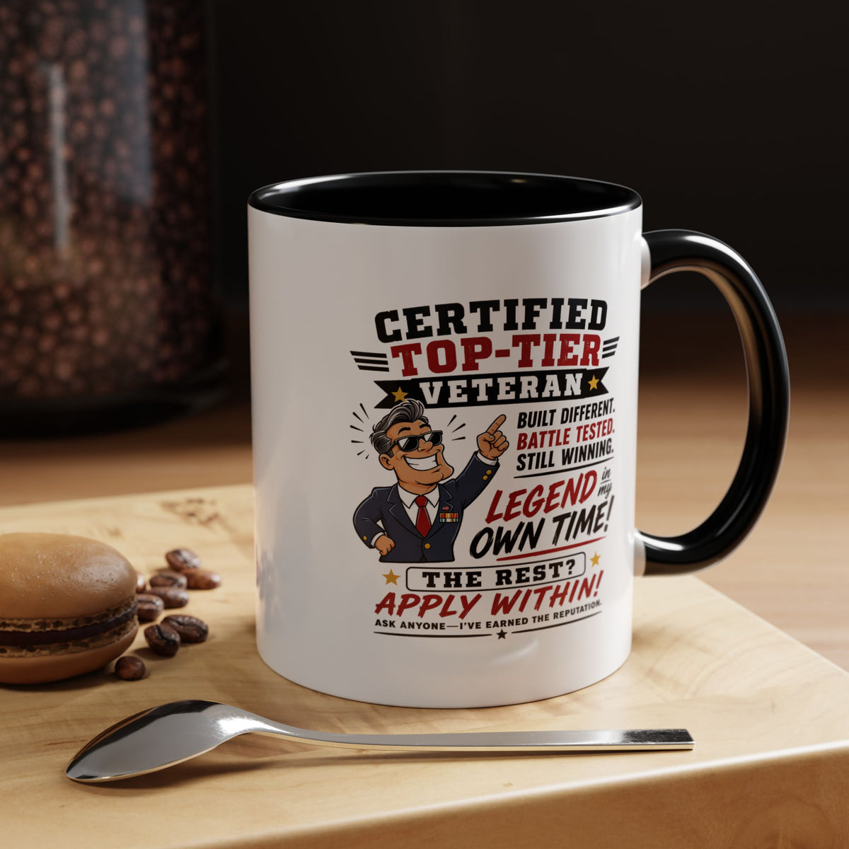 Funny Veteran Coffee Mug, Certified Top Tier Veteran Cup, Military Retirement Gift for Him, Veterans Day Birthday Present, Veteran Humor