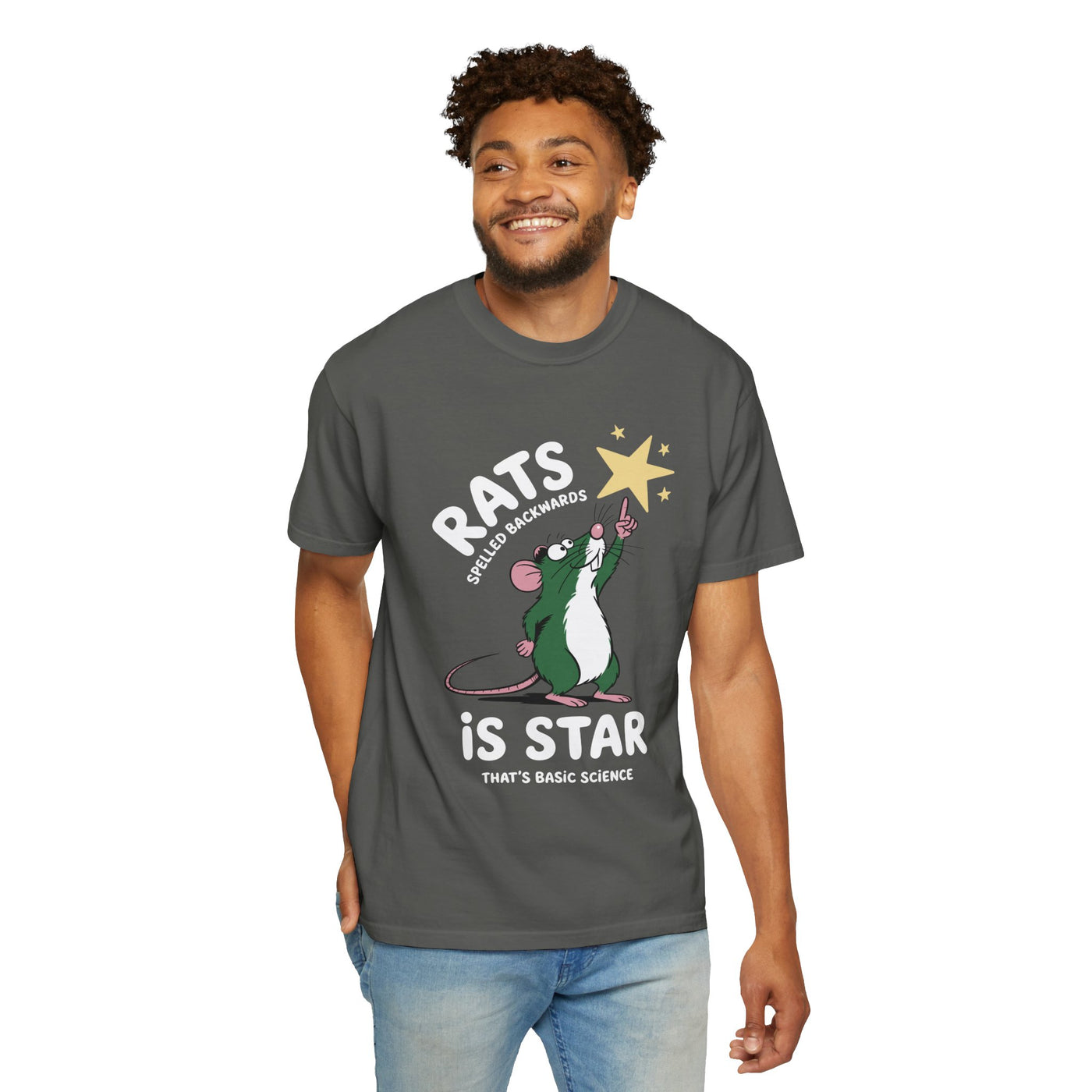 Funny Rat Shirt, Rat Is A Star Backwards Science Tee, Cute Mouse Graphic T-Shirt, Weird Humor Animal Shirt, Nerdy Joke Gift
