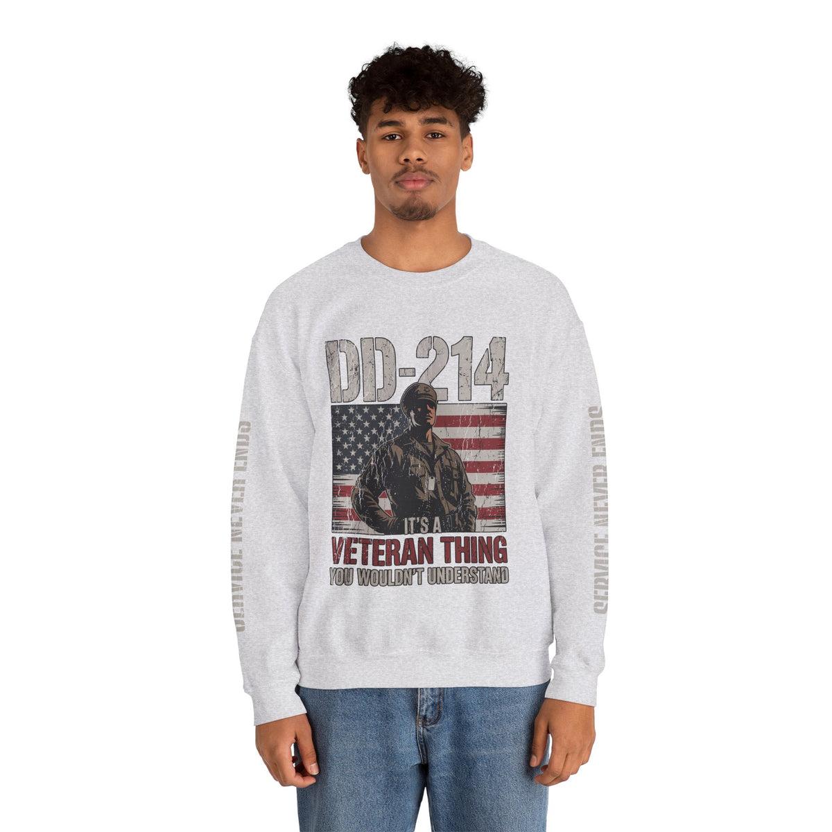 DD-214 Veteran Sweatshirt, Military Veteran Crewneck, American Flag Pullover, Veteran Gift for Him, Patriotic Fourth of July Top
