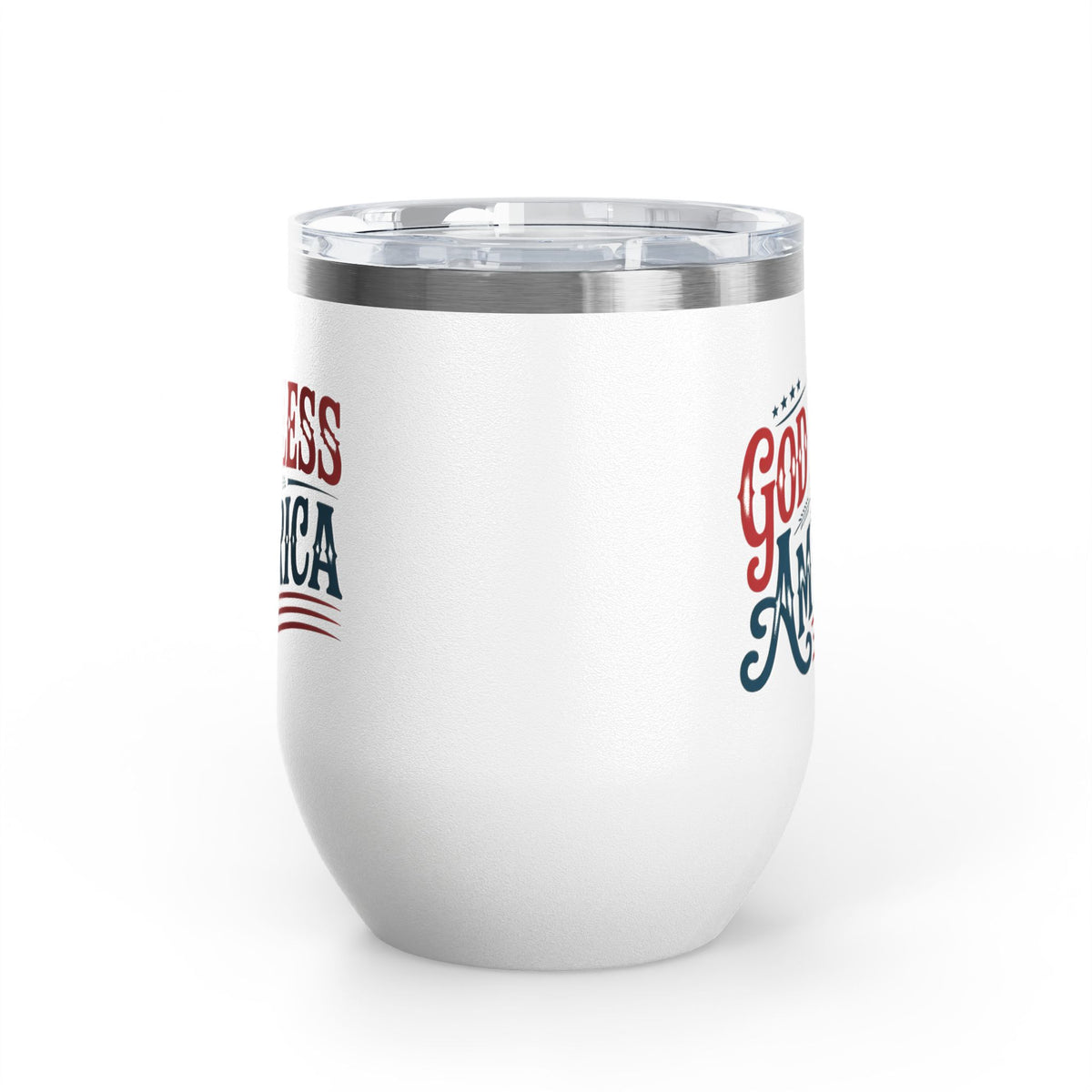 God Bless America Wine Tumbler, Patriotic Drinkware for Women, USA Wine Cup, Fourth of July Gift, American Pride Gift, Red White Blue Cup